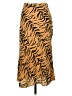 Madewell 100% Silk Animal Print Orange Silk Skirt Size 0 - photo 1