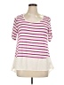 Style&Co Stripes Pink Short Sleeve T-Shirt Size 0X - photo 1