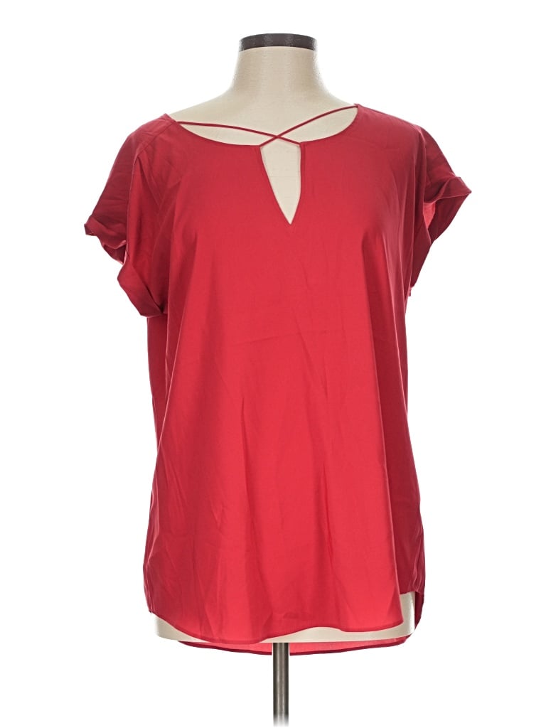 Pre-owned Express Outlet Short Sleeve Top Red Keyhole Neckline Tops