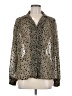 Topshop Animal Print Gold Long Sleeve Blouse Size 8 - photo 1