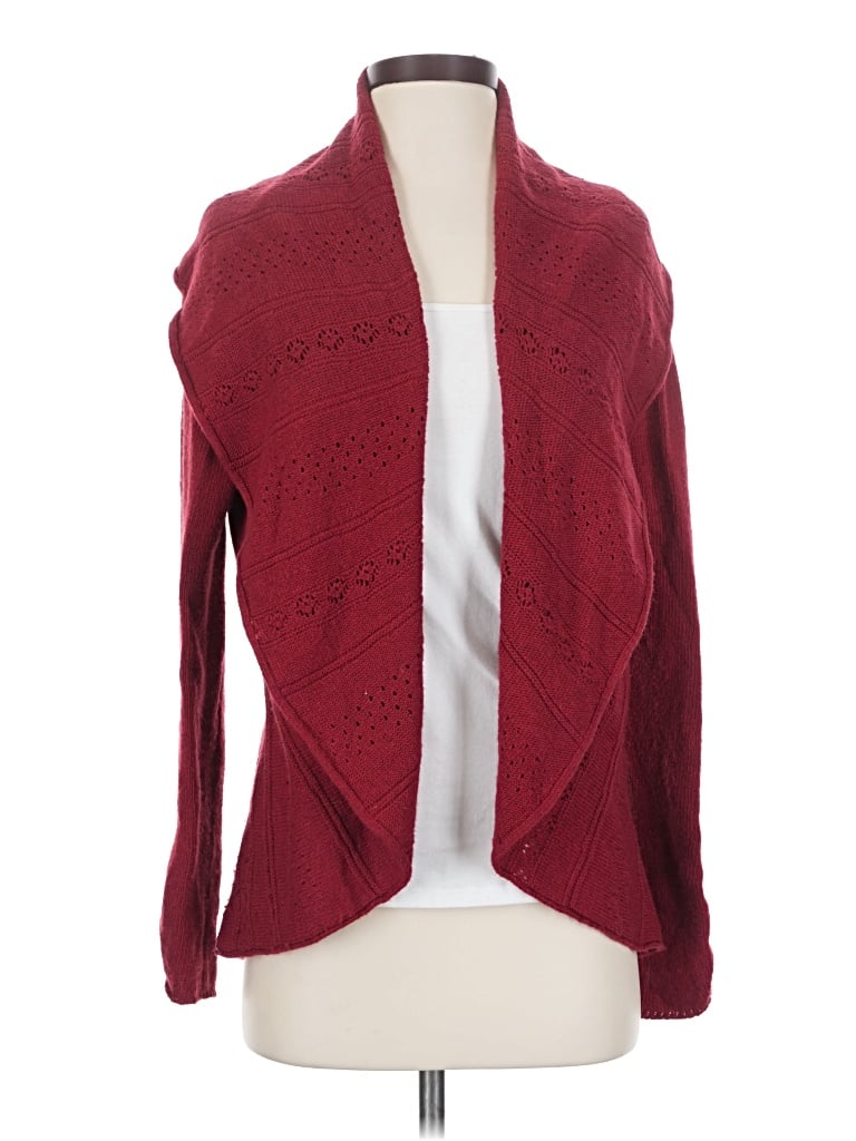 Pre-owned Knitted & Knotted Cardigan Sweater In Burgundy