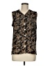 Carole Little Brown Sleeveless Button-Down Shirt Size M - photo 1