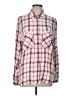 Express 100% Rayon Plaid Red Long Sleeve Button-Down Shirt Size L - photo 1