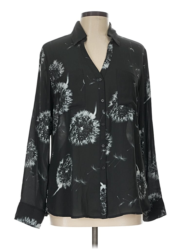 Pre-owned Express Outlet Long Sleeve Blouse In Black