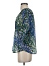 Fei 100% Silk Floral Blue 3/4 Sleeve Blouse Size 0 - photo 5