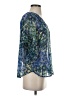 Fei 100% Silk Floral Blue 3/4 Sleeve Blouse Size 0 - photo 4
