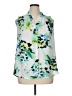 Worthington 100% Polyester Print Green Sleeveless Blouse Size 0X - photo 1