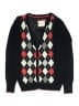 Justice 100% Cotton Argyle Black Cardigan Size 14 - photo 1