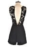 ANGL 100% Polyester Solid Black Romper Size S - photo 2