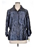 Lark Lane Metallic Blue 3/4 Sleeve Button-Down Shirt Size 14 - photo 1