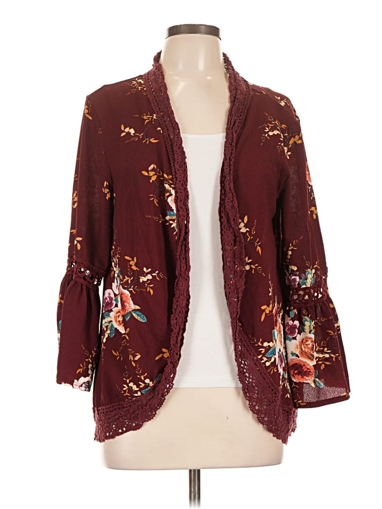 Pre-owned Unbranded Kimono In Burgundy