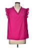 On 34th 100% Recycled Polyester Pink Short Sleeve Blouse Size L - photo 1