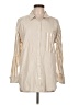 Ann Taylor LOFT Stripes Ivory Long Sleeve Button-Down Shirt Size L - photo 1