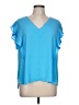 Ann Taylor Blue Short Sleeve Blouse Size L - photo 1