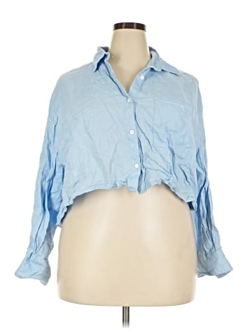 Zara 3/4 Sleeve Button-Down Shirt (view 1)