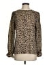 Fashion 100% Polyester Animal Print Brown Long Sleeve Blouse Size S - photo 1