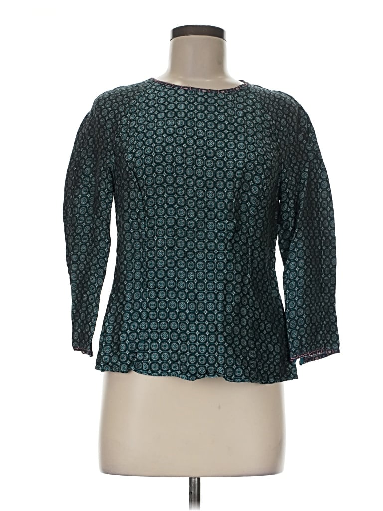 Pre-owned J.crew Collection 3/4 Sleeve Top Teal Square Neckline Tops
