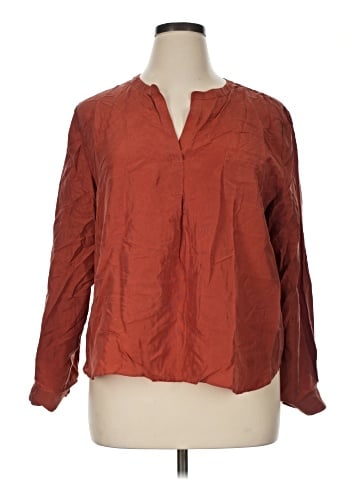 Garnet Hill Long Sleeve Silk Top (view 1)