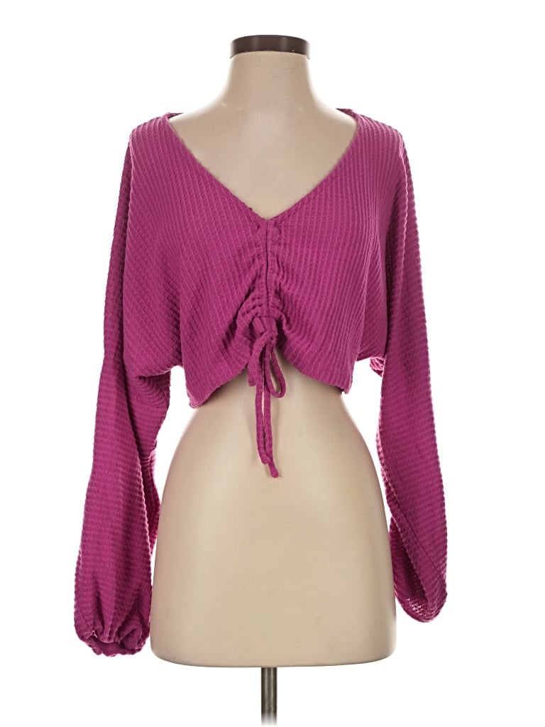 Pre-owned Out From Under Long Sleeve Top Pink Sweetheart Neckline Tops