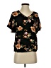 Kaileigh 100% Rayon Floral Black Short Sleeve Blouse Size S - photo 1