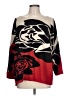 Joan Vass 100% Cotton Floral Red Pullover Sweater Size 10 (2) - photo 1