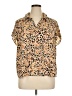 CAbi 100% Polyester Animal Print Tan Short Sleeve Blouse Size XL - photo 1