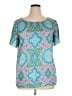 Talbots 100% Polyester Teal Short Sleeve Blouse Size XL - photo 1