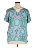 Talbots 100% Polyester Teal Short Sleeve Blouse Size XL - photo 2