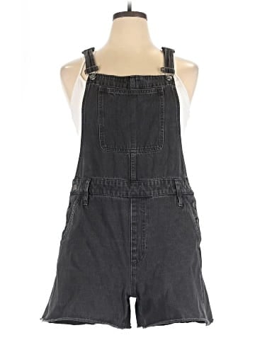 Madewell Adirondack Short Overalls in Washed Black (view 1)
