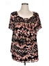 Worthington 100% Polyester Black Short Sleeve Blouse Size 1X - photo 1