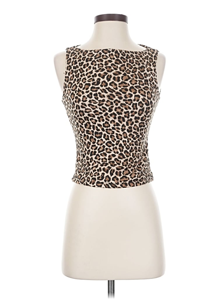 Pre-owned Gaze Sleeveless Top Tan Strapless Neckline Tops