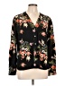 Amour Vert 100% Silk Floral Black Long Sleeve Blouse Size L - photo 1
