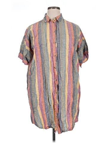 Madewell Courier Shirtdress in Rainbow Stripe (view 1)