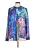 T Tahari 100% Polyester Print Blue Long Sleeve Blouse Size L - photo 1