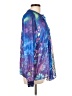 T Tahari 100% Polyester Print Blue Long Sleeve Blouse Size L - photo 4