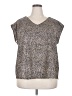 Nic + Zoe 100% Polyester Animal Print Silver Short Sleeve Top Size 2X - photo 1