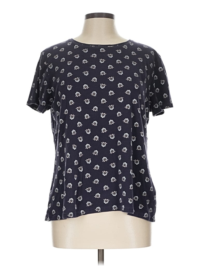 Pre-owned Croft & Barrow Short Sleeve Top Black Keyhole Neckline Tops