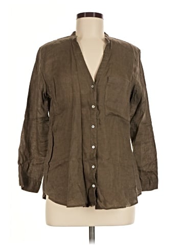 Zara Basic 3/4 Sleeve Button-Down Shirt (view 1)