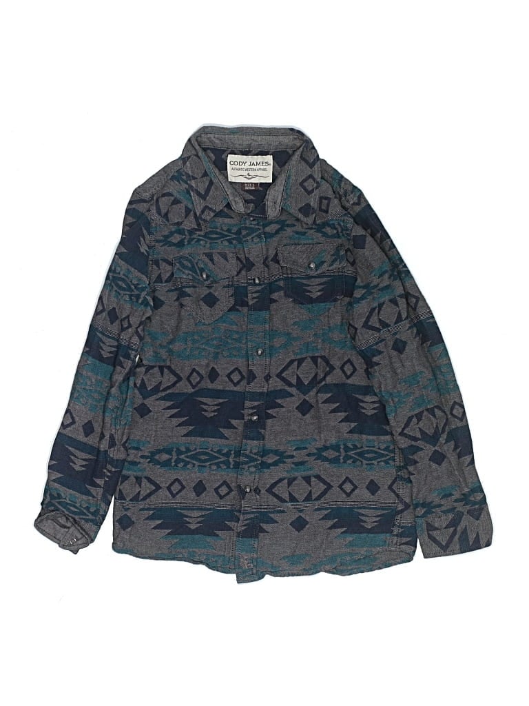 Pre-owned Assorted Brands Kids' Long Sleeve Button Down Shirt In Teal