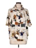 Shein Print Tan Short Sleeve Blouse Size M - photo 1