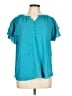 Zac & Rachel 100% Polyester Teal Short Sleeve Blouse Size L - photo 1