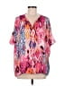 Chico's 100% Polyester Pink Short Sleeve Blouse Size M - photo 1