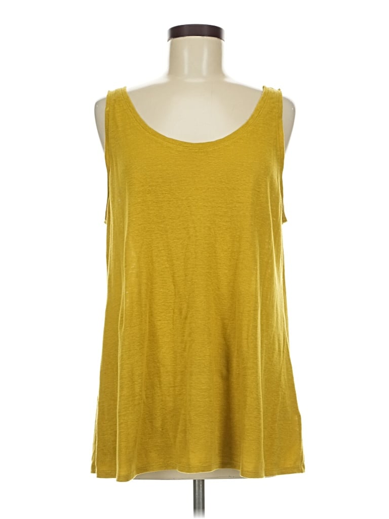 Pre-owned Eileen Fisher Tank Top Yellow Cold Shoulder Neckline Tops