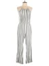 Staccato 100% Rayon Stripes Silver Jumpsuit Size L - photo 1
