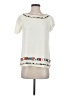 Tory Burch 100% Polyester Ivory Short Sleeve Top Size 2 - photo 1