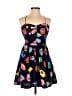American Eagle Outfitters 100% Polyester Hearts Black Blue Casual Dress Size 4 - photo 1