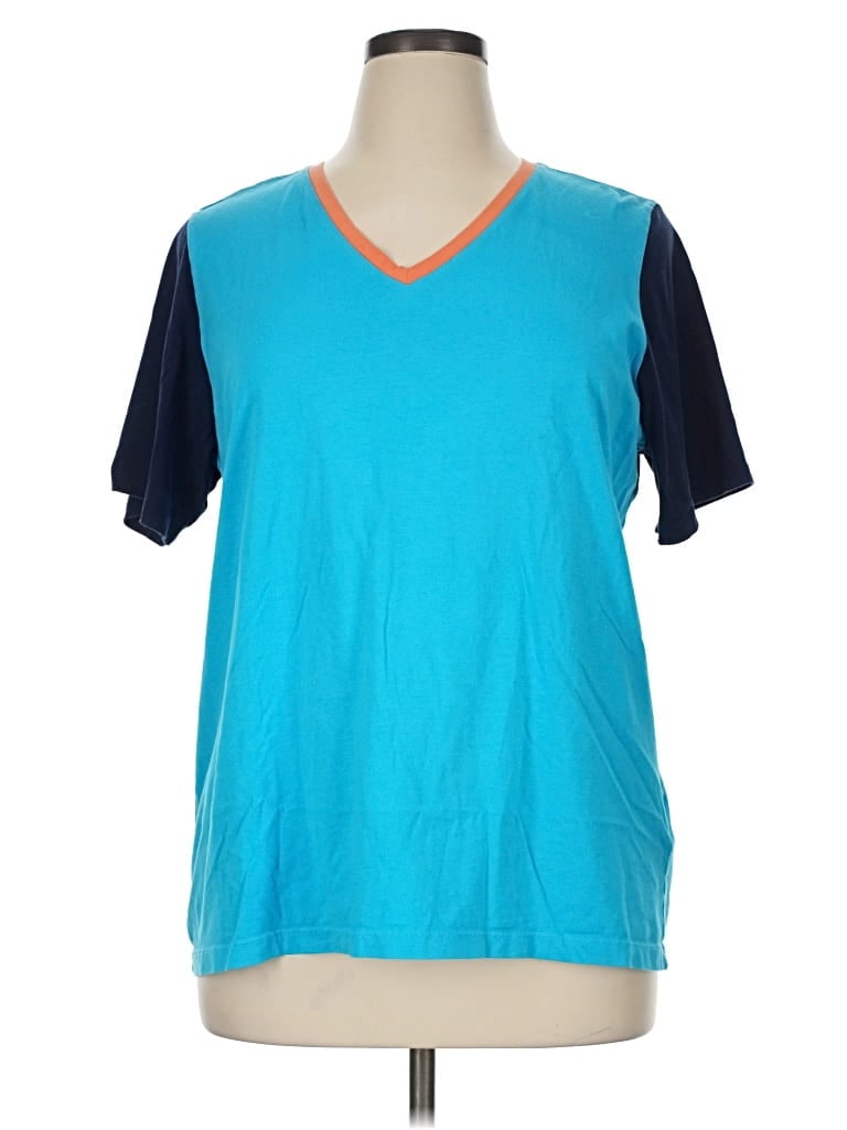 Pre-owned Lands' End Short Sleeve T-shirt In Blue