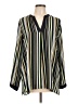 Vince Camuto 100% Polyester Stripes Green Long Sleeve Blouse Size L - photo 1
