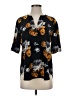 Theory 100% Silk Floral Black Short Sleeve Silk Top Size S - photo 1