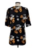 Theory 100% Silk Floral Black Short Sleeve Silk Top Size S - photo 2